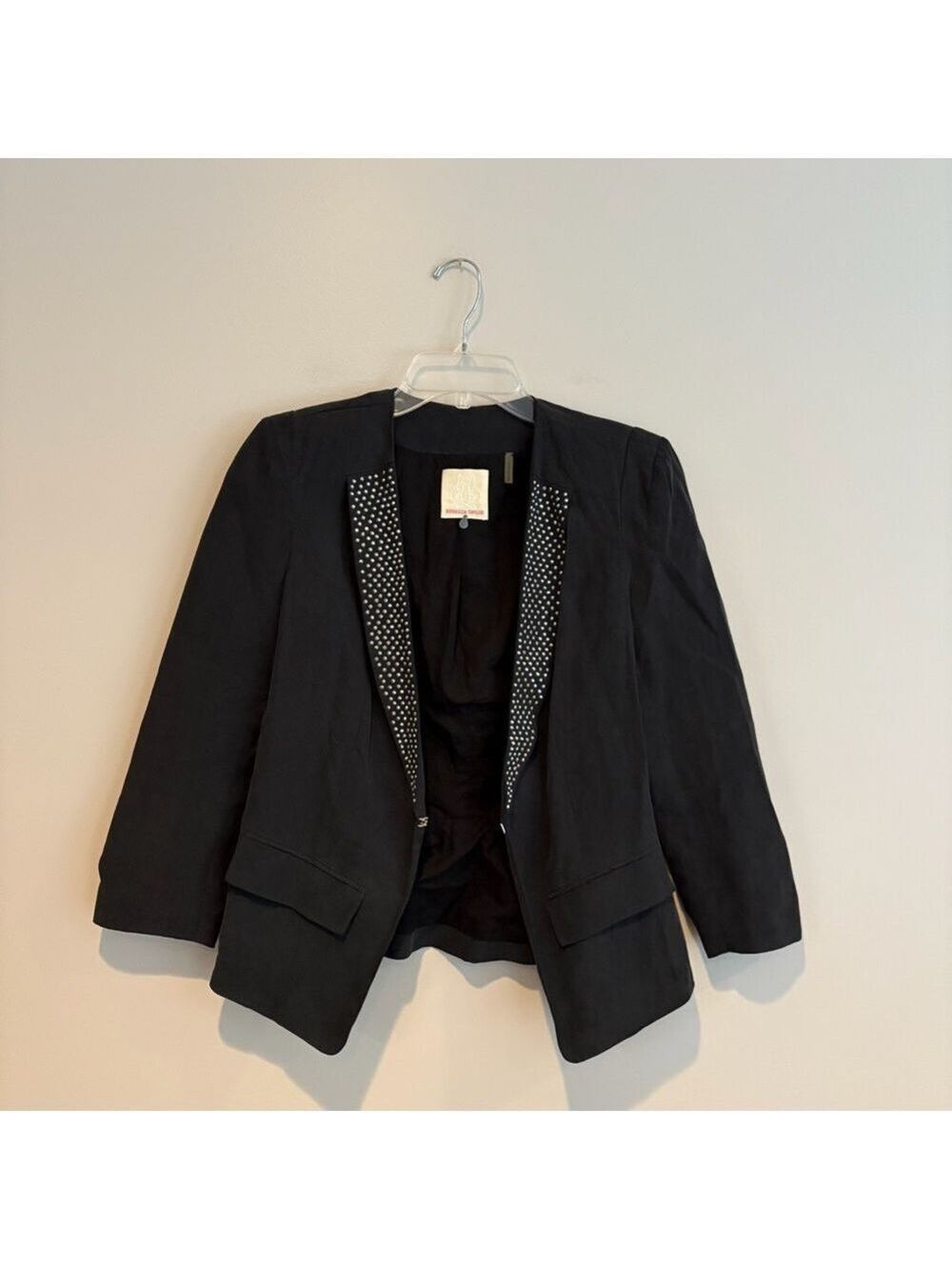 Rebecca Taylor Black Blazer with Silver Dot Trim Size 8